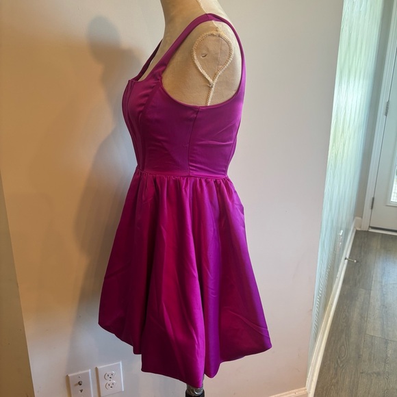 Thirty Thirty Fuschia Satin Corset Bubble Mini Dress Small Cocktail Evening - Picture 3 of 11